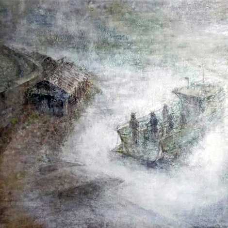 「阿波の渡船」 100x100 2019年